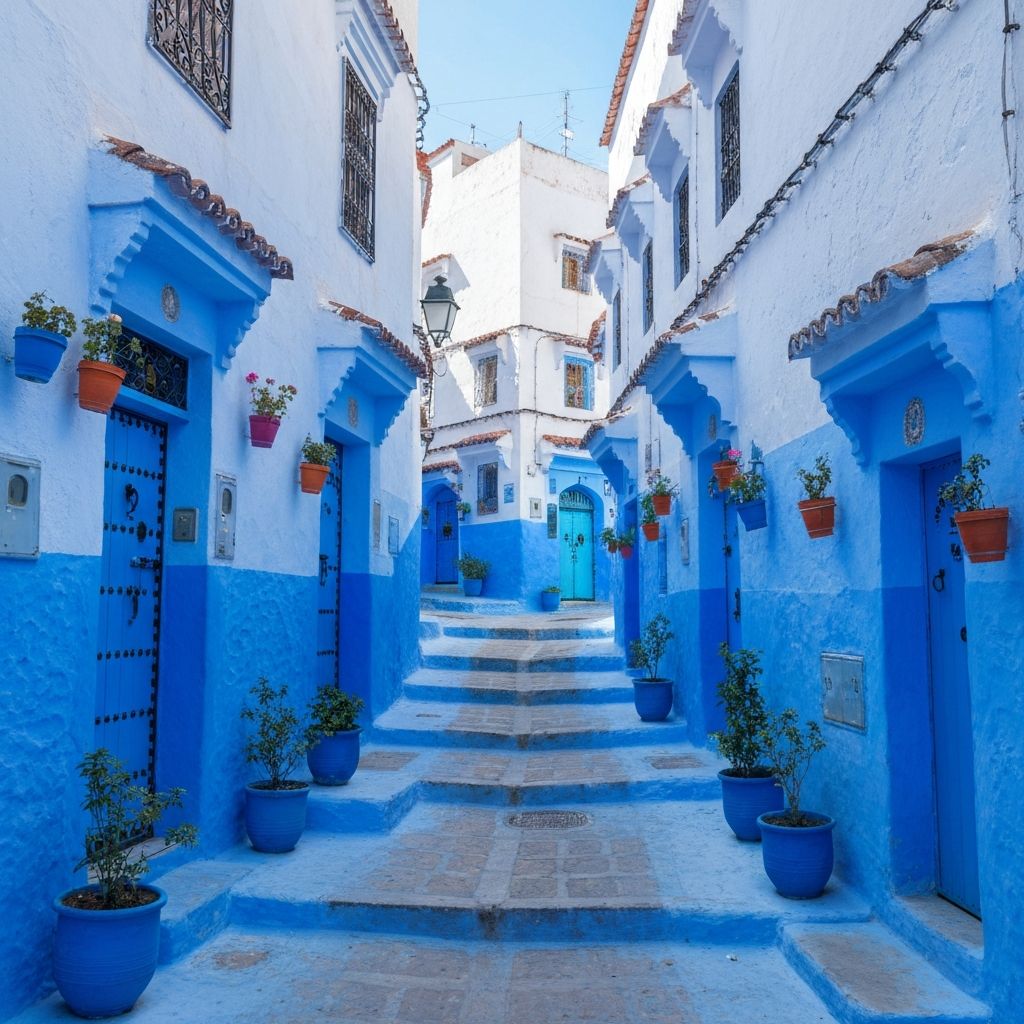 Rues bleues de Chefchaouen au Maroc